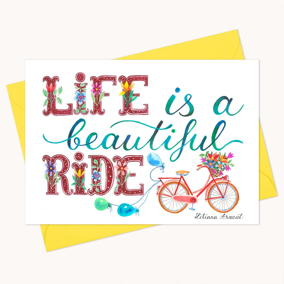 Felicitare colorată "Life is a beautiful ride" - imagine 1