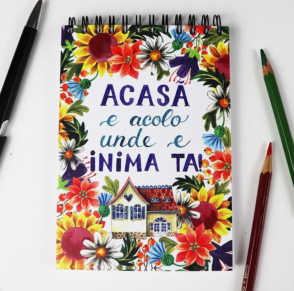 Carnet A6, 80 file albe “Acasă e acolo unde e inima ta!“ - imagine 1