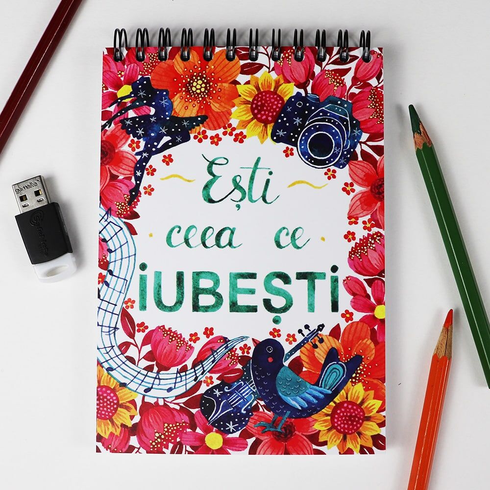 Carnet A6, 80 file albe “Ești ceea ce iubești“ - imagine 1