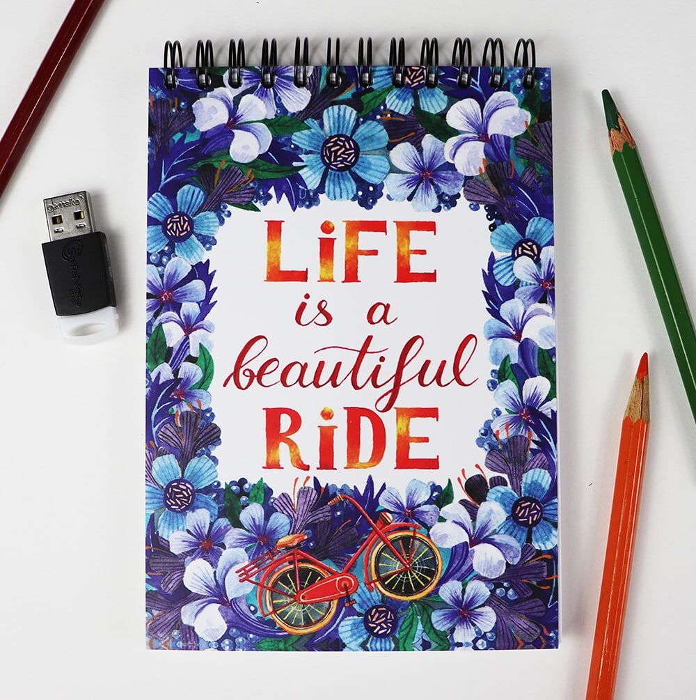 Carnet A6, 80 file albe “Life is a beautiful ride!“ - imagine 1