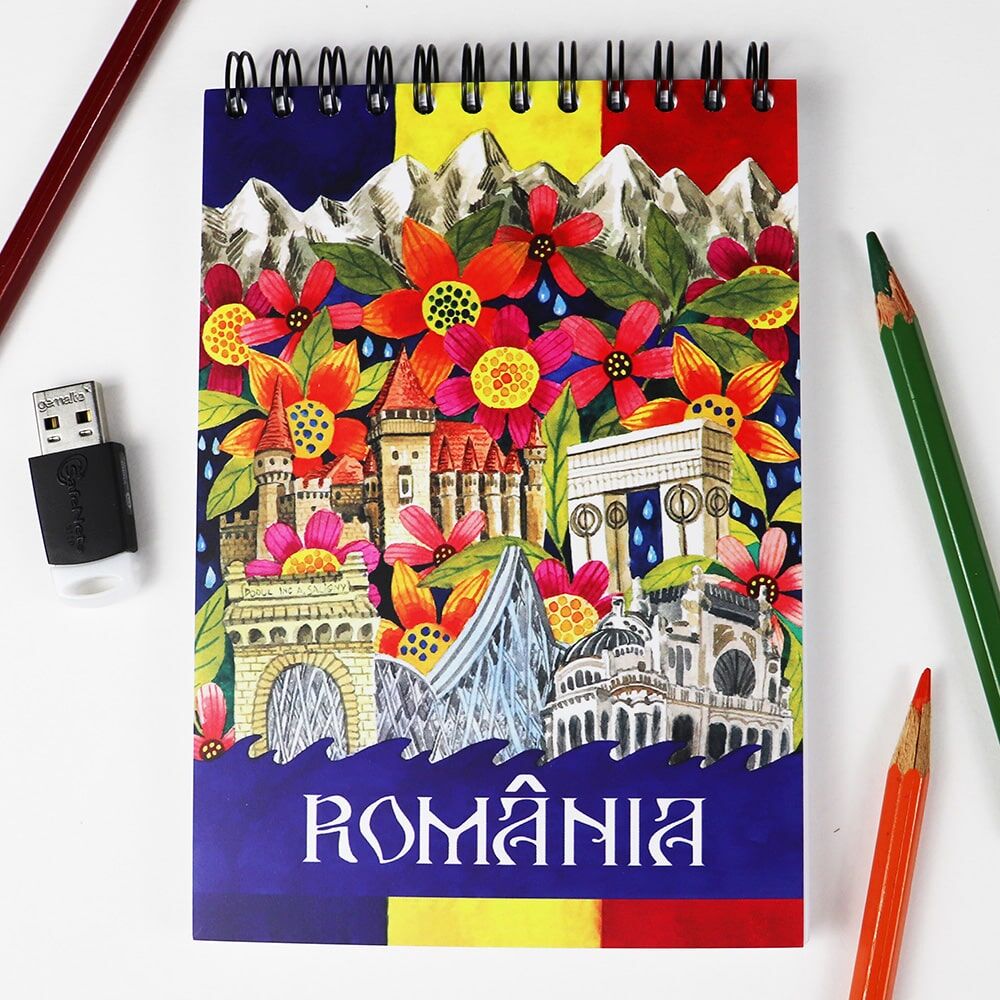 Carnet A6, 80 file albe “România“ - imagine 1