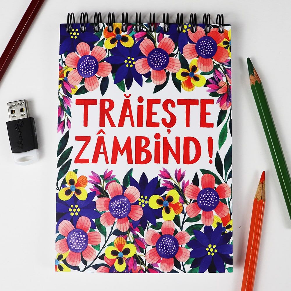Carnet A6, 80 file albe “Trăiește zâmbind“ - imagine 1