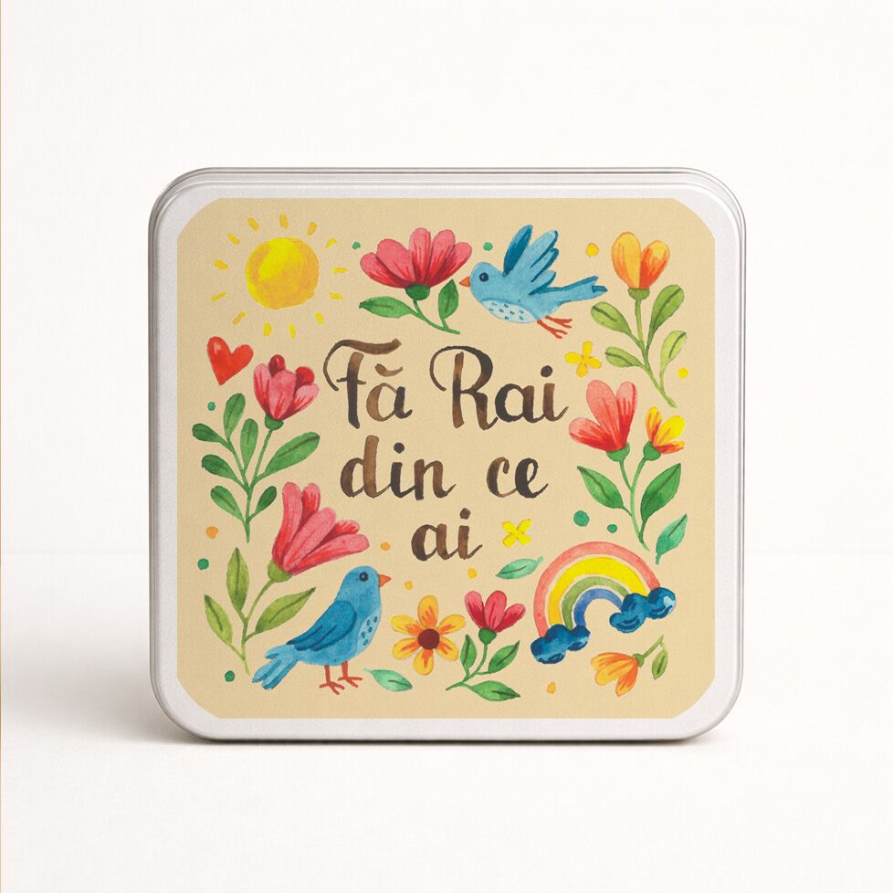 Cutie de bijuterii, cu mesaj ilustrat "Fă Rai din ce ai" - imagine 1