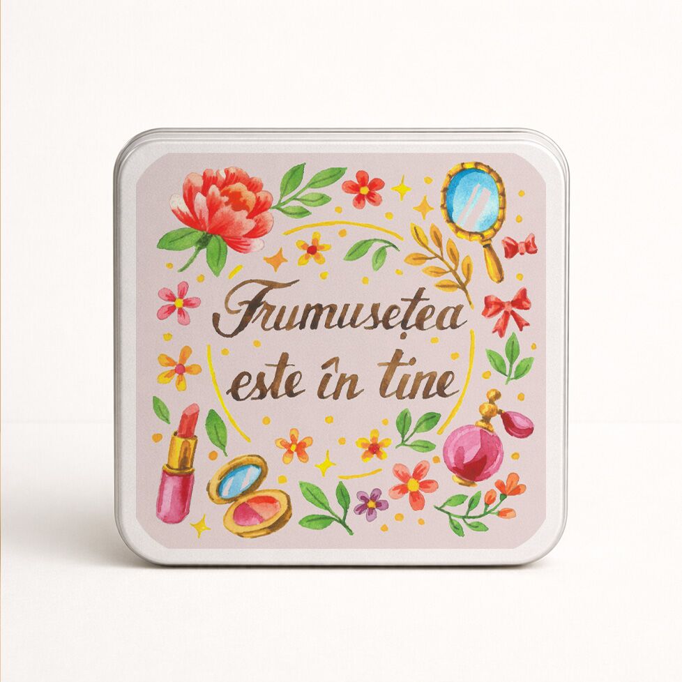Cutie de bijuterii, cu mesaj ilustrat "Frumusețea este în tine" - imagine 1