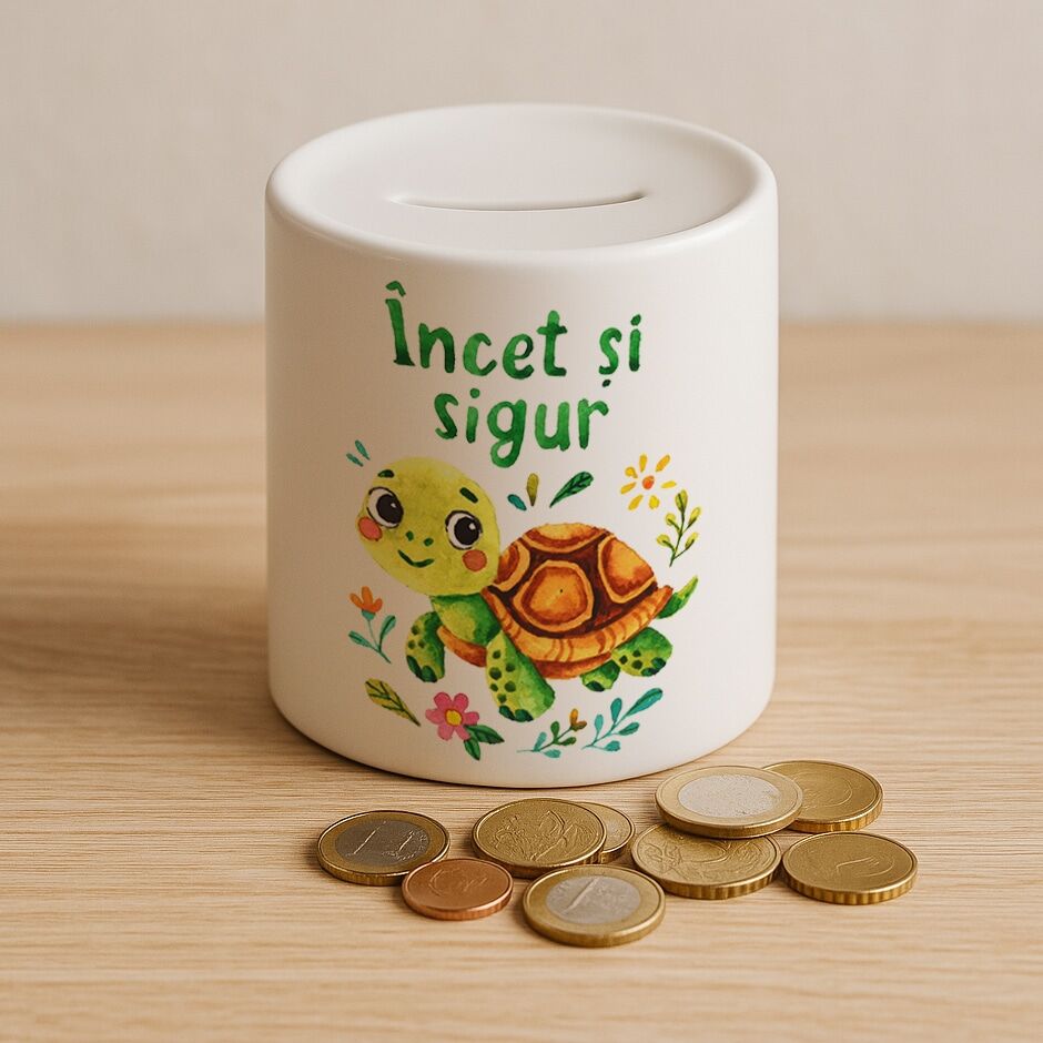 Pușculiță din ceramică "Încet și sigur" - imagine 1