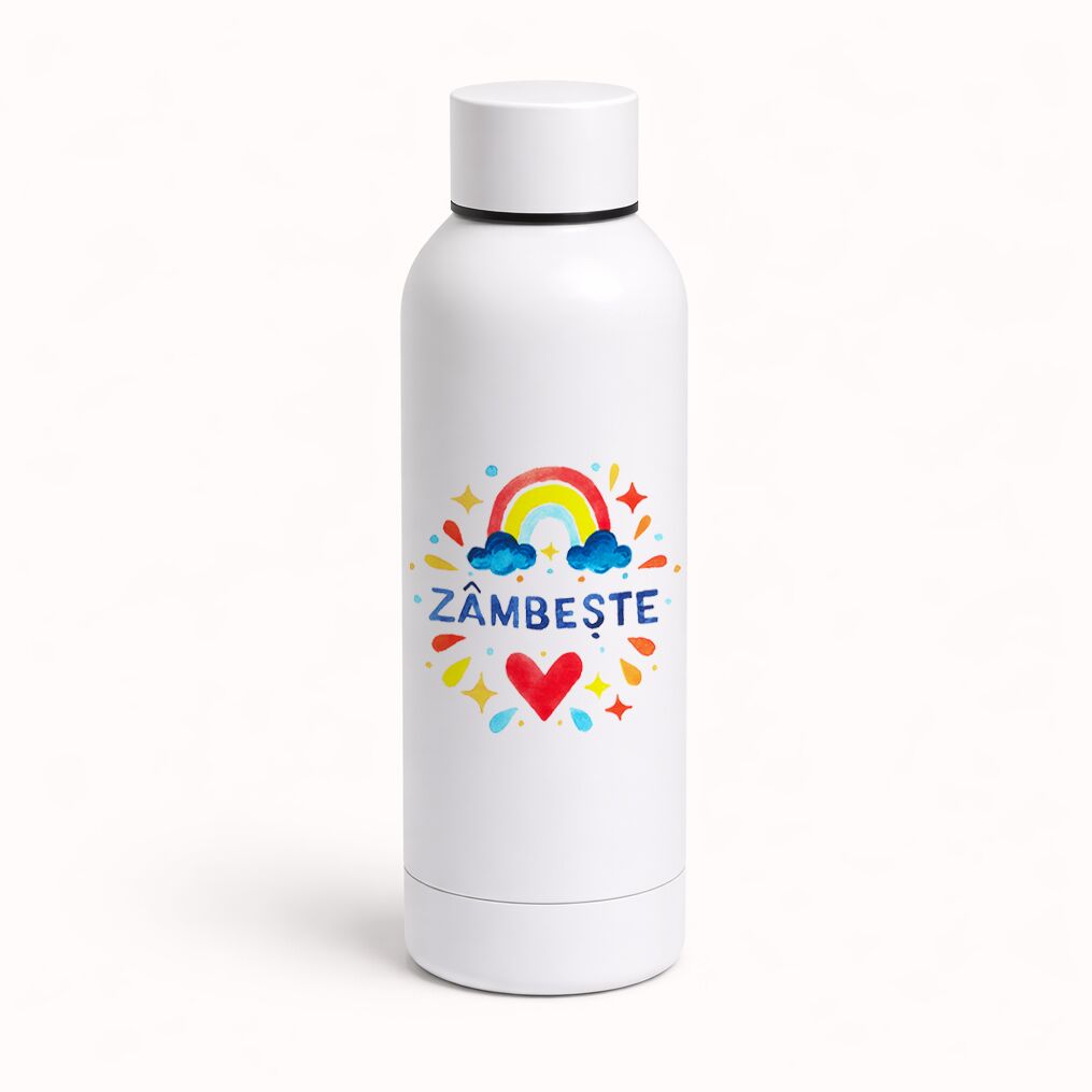 Termos din oțel alimentar, perete dublu, 500 ml “Zâmbește“ - imagine 1