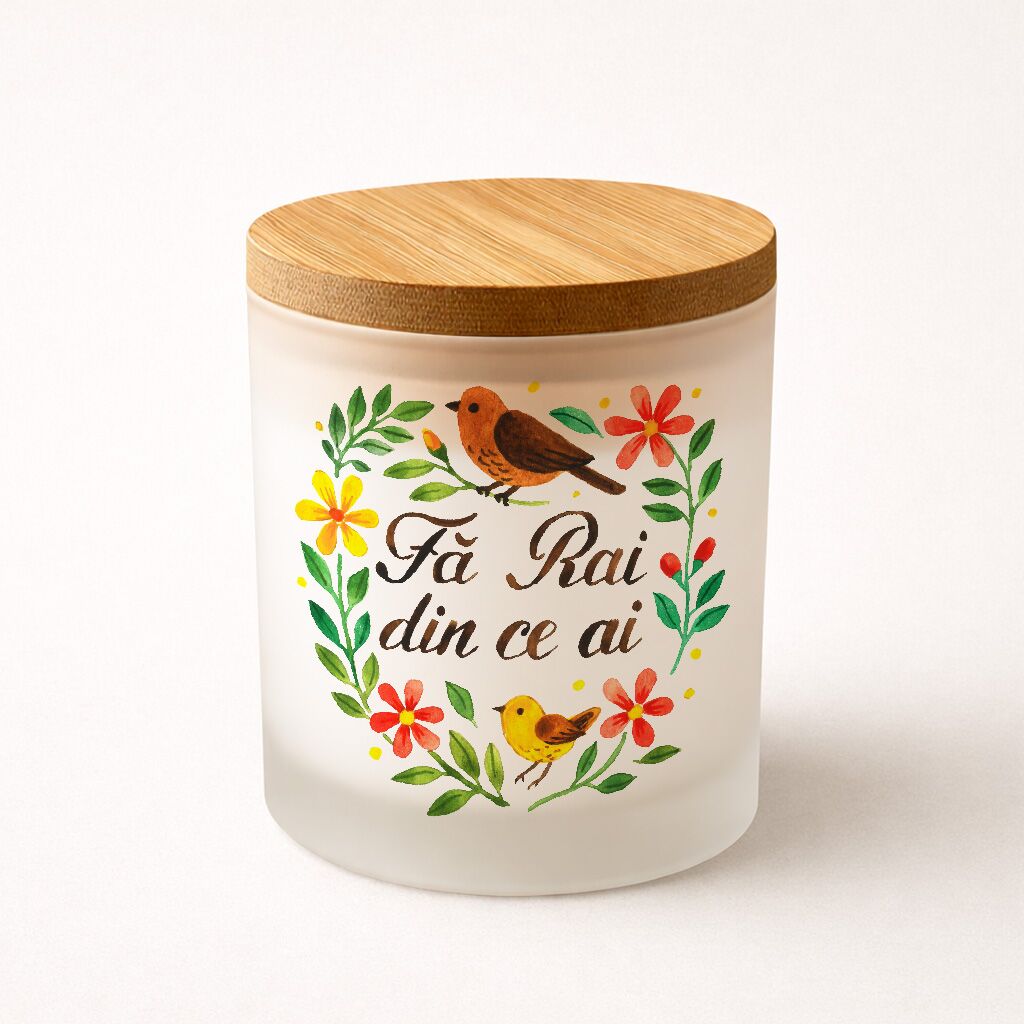 Lumânare naturală, parfum de vanilie "Fă Rai din ce ai" - imagine 1
