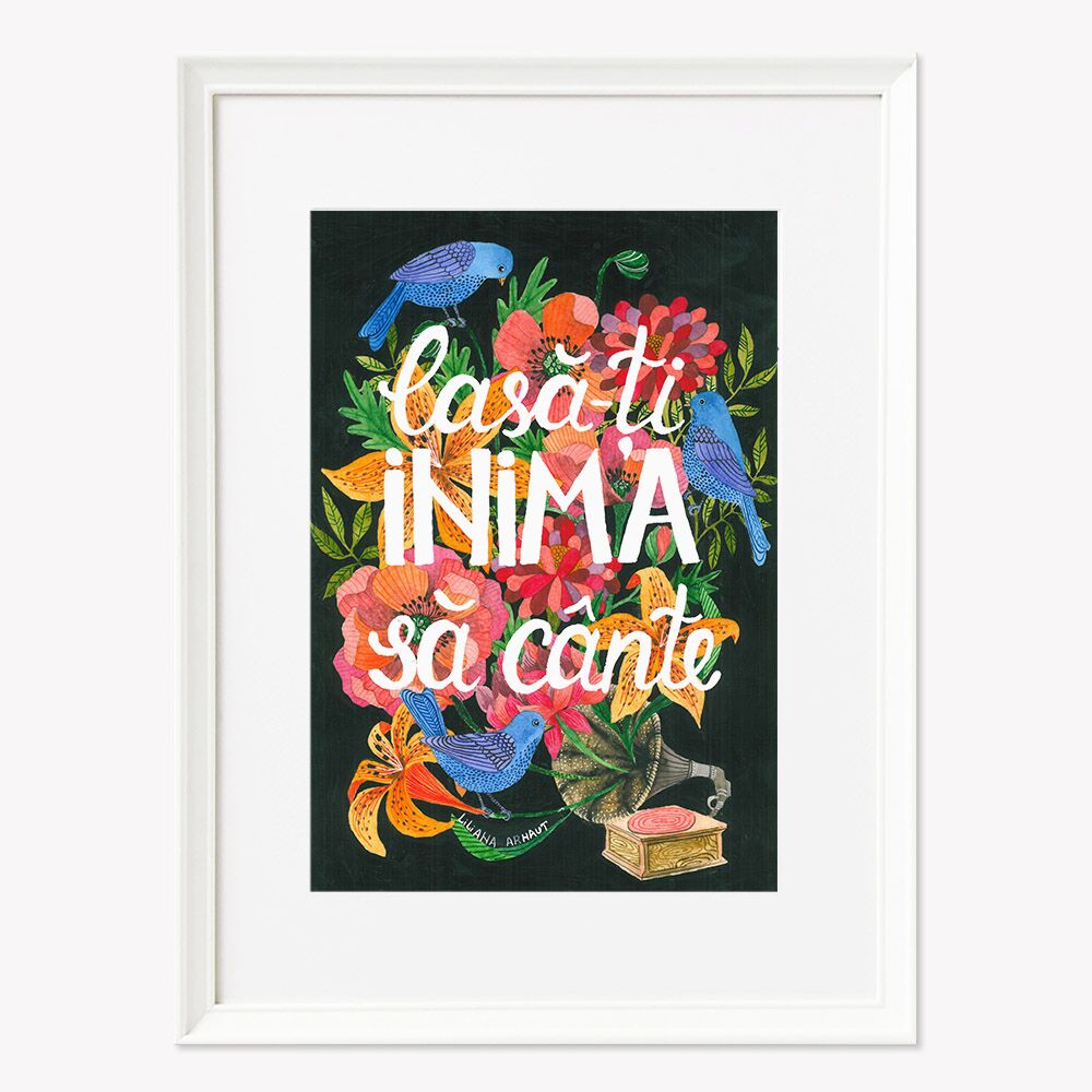 Tablou cu mesaj de fericire "Lasă-ți inima să cânte" - imagine 1