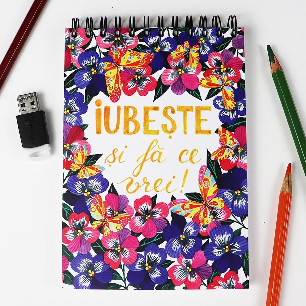 Carnet A6, 80 file albe “Iubește și fă ce vrei!“ - imagine 1