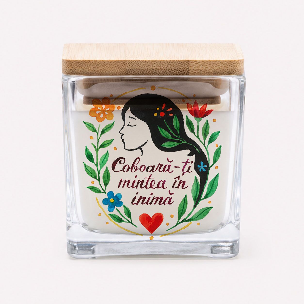 Lumânare naturală, parfum de vanilie "Coboară-ți mintea în inimă" - imagine 1