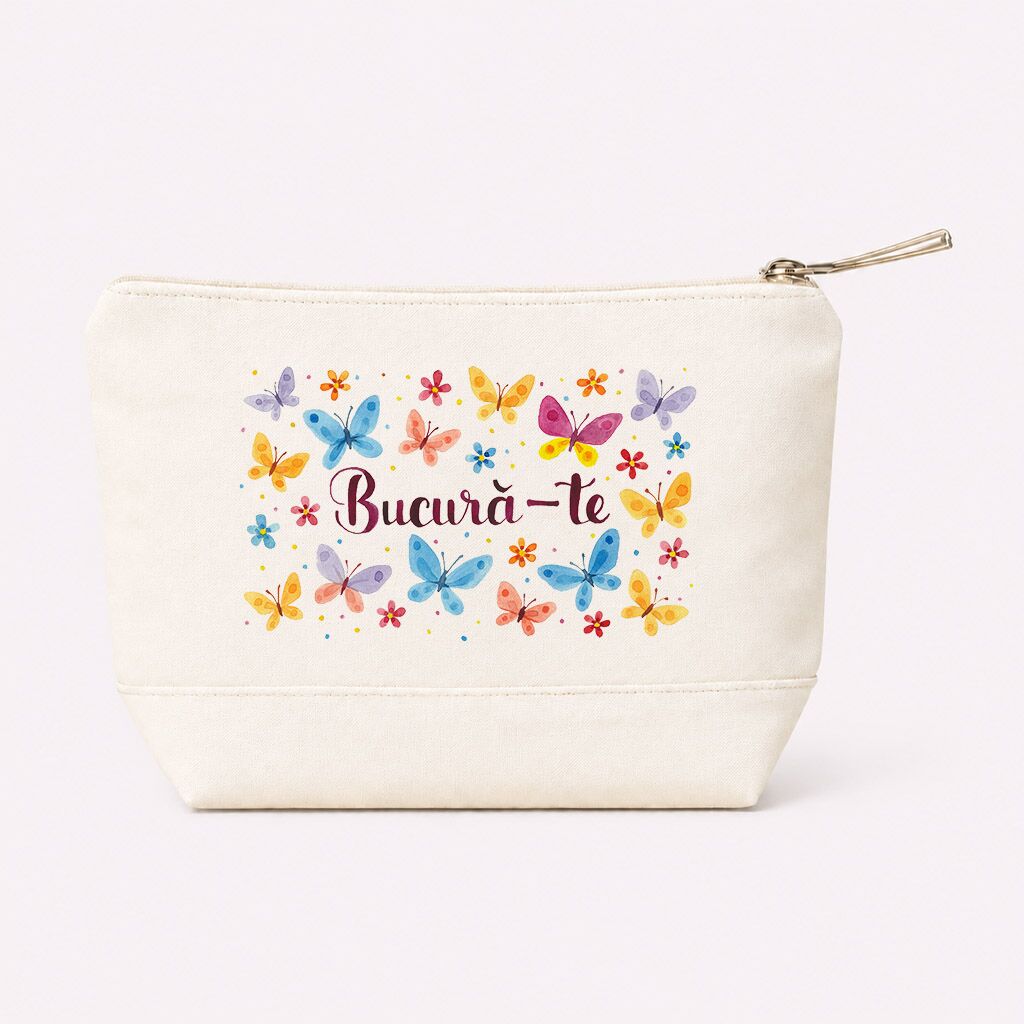 Geantă cosmetice, bumbac natural "Bucură-te" - imagine 1