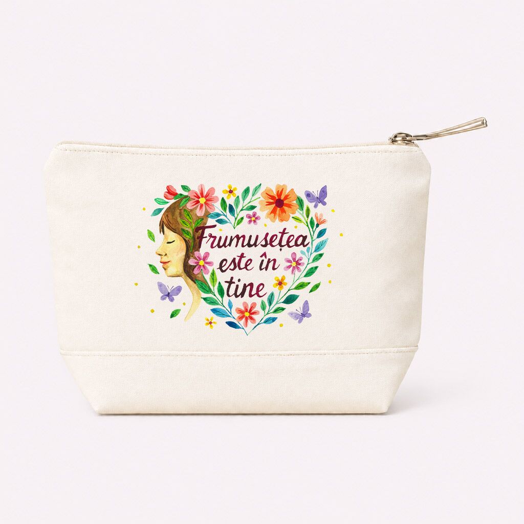 Geantă cosmetice, bumbac natural "Frumusețea este în tine" - imagine 1