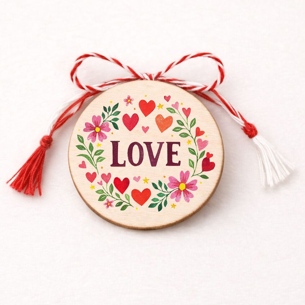 Broșă colorată "Love" - Mărțișor - imagine 1