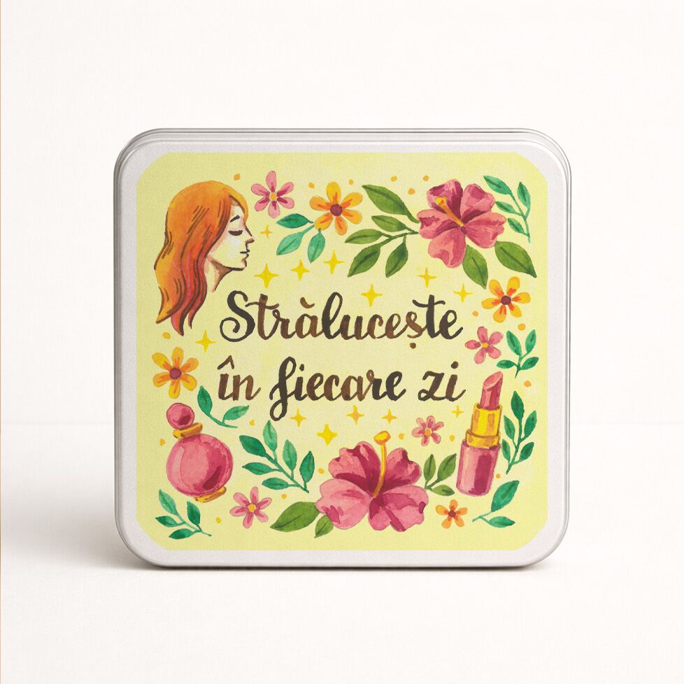 Cutie de bijuterii, cu mesaj ilustrat "Strălucește în fiecare zi" - imagine 1